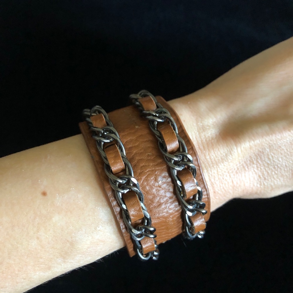 Yik Fung Brown Leather Chain Bracelet